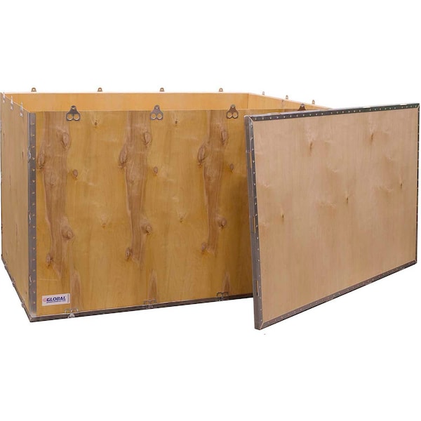 Global Industrial 47.3125 in x 29.25 in x 29.5 in 4 Panel Hinged Shipping Crate, Brown, Plywood B2352217 - main
